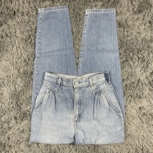 Vintage Levi's Womens 24x29 Jeans USA Made Pinstripe Pleated Denim High Rise 90s